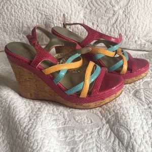 Andiamo colorful Strappy wedges size 7.5